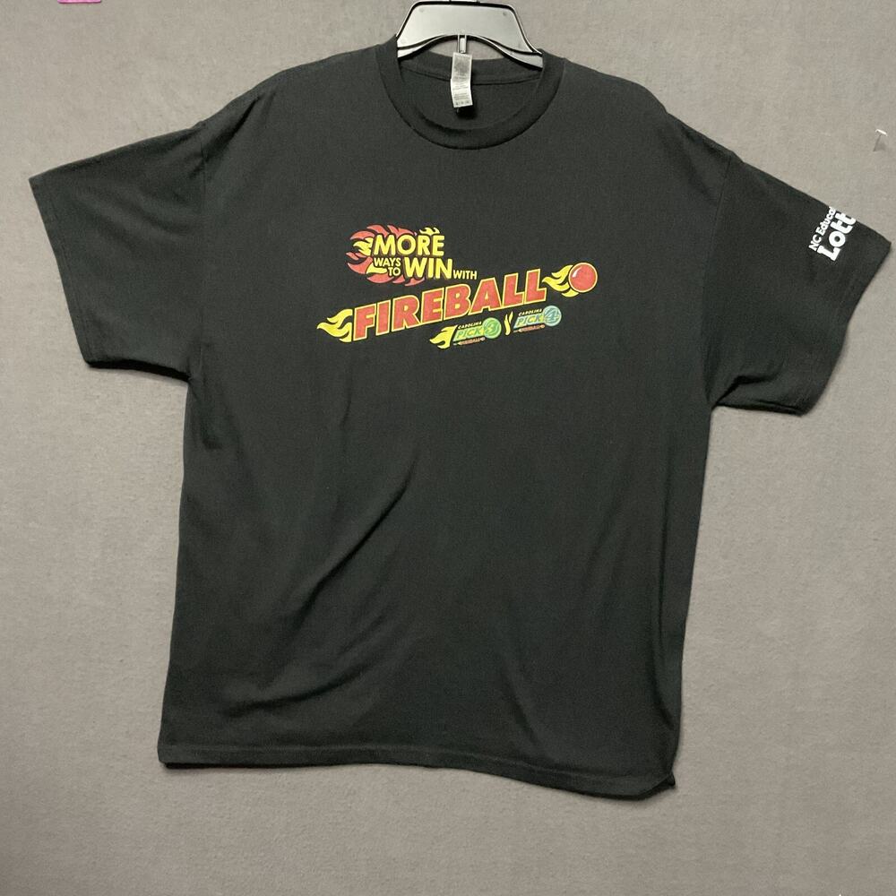 Fireball NC Lottery Promo Graphic T-Shirt Gildan‎ Heavy Cotton Black Size L